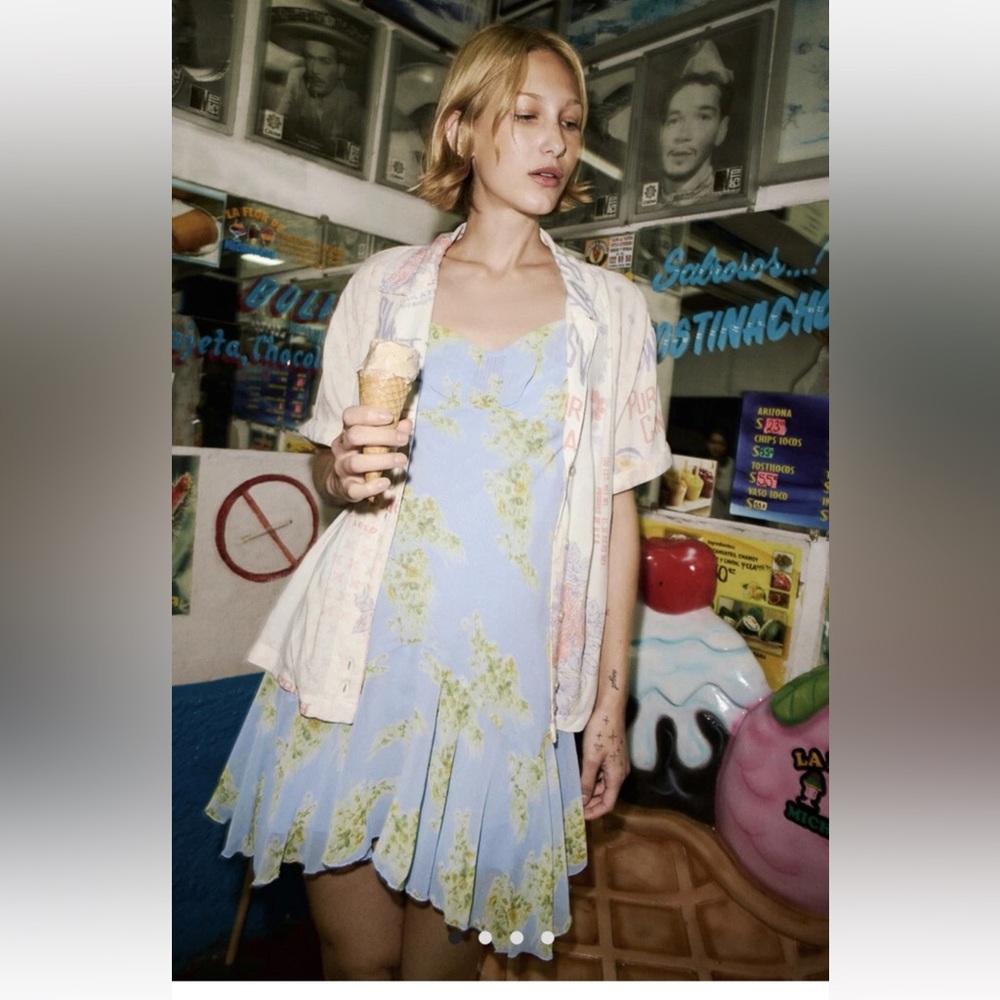 NWT UO Johanna Printed Chiffon Mini Dress Size M